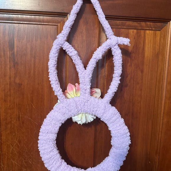 Handmade Purple Bunny Wreath With Flowers - Picture 7 of 16